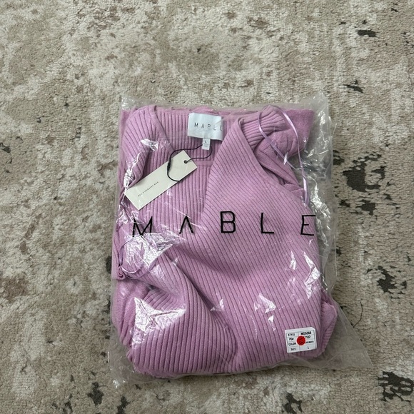 MABLE Ribbed Tiered Mini Dress Size Large NWT - Pink - Picture 4 of 4